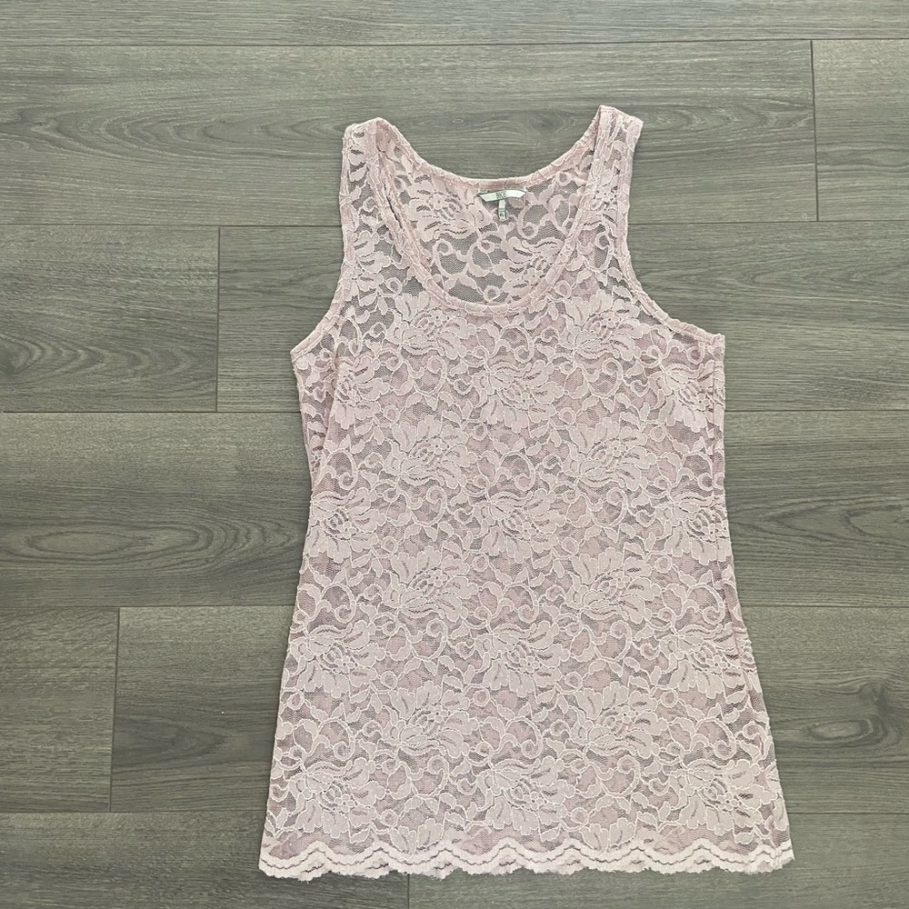 BKE blush pink lace tank, size XL